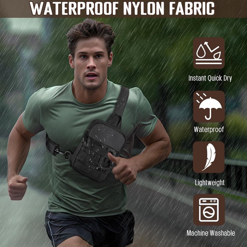 Deyace Small Sling Bag for Men, Tactical Inspired Waterproof Utility EDC Mini Crossbody Chest Bag for Travel Work Sport - Image 2